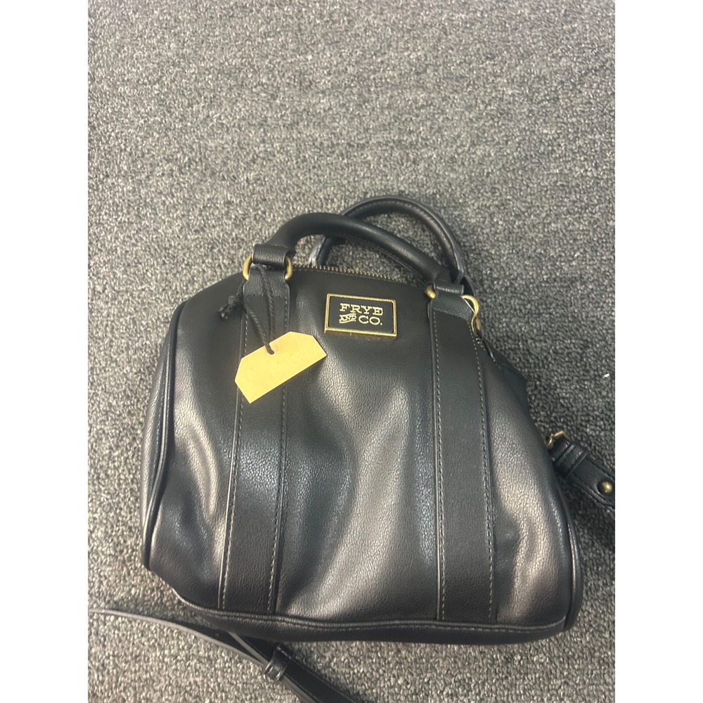 Frye and Co Black Pebbled Vegan Leather Satchel Crossbody Handbag Dome Bag